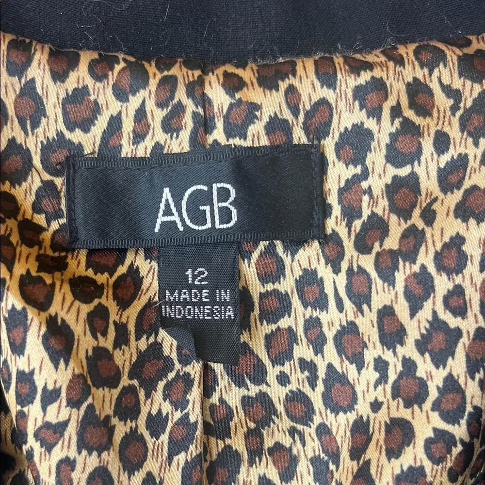 AGB Black Blazer with Leopard Print Lining - Picture 2 of 4